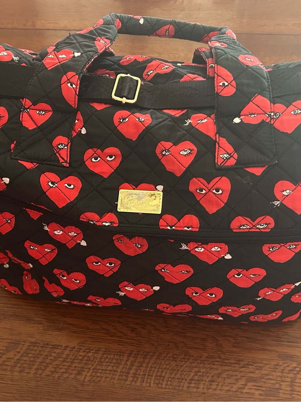 Luv Betsey by Betsey Johnson Quilted Weekender Bag with Red Heart Motif